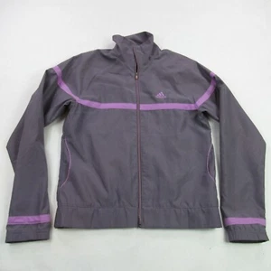 Adidas Jacket Girls Small Gray Long Sleeve Full Zip Lightweight Outdoors - Picture 1 of 11