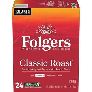 Folgers Classic Roast, Medium Roast Coffee, Keurig K-Cup Pods, 24 Count Box - Picture 1 of 4