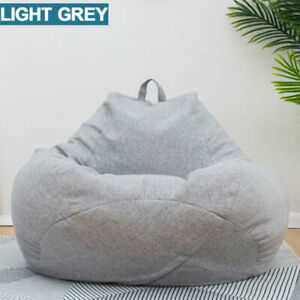 Large Grey Bean Bag Chairs Seat Couch Sofa Cover Indoor Lazy For Adults Kids