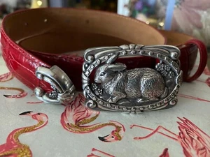 Brighton Bunny Rabbit Belt 90s Vintage Y2K, Deep Red Leather - Medium - Picture 1 of 5