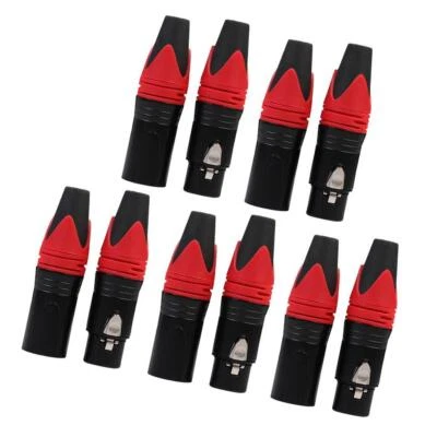 5 pairs Red XLR 3 Pin Male & Female MIC Snake Plug Audio - Image 1 of 4