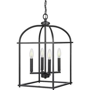 Progress Lighting Fallridge 4-Light Matte Black Transitional Pendant Light - Picture 1 of 8