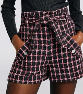 MAJE As New French Winter shorts Belted High-Rise Wool Tweed Blend Small - Picture 1 of 10