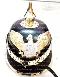 Prussian Imperial Eagle German Pickelhaube Leather Helmet Halloween Costume Gift - Picture 1 of 9