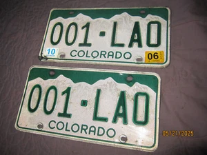 Colorado Nummernschild Paar 2006 Aufkleber # 001-LAD - Bild 1 von 6