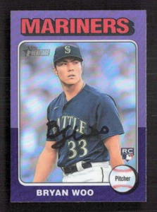 2024 TOPPS Heritage Hot Box Purple Chrome Refractor #245 Bryan Woo RC - Imagen 1 de 2
