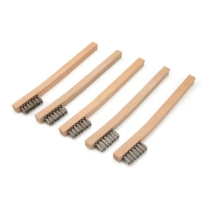 Steelman Stainless Steel 1200 Bristle Count Wire Brush Wood Handle, 5 pack 99089