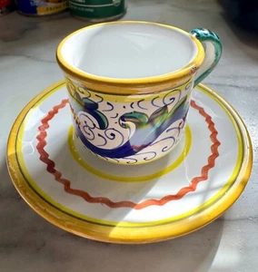 Vintage Deruta Sambuco Mario Demitasse Espresso Cup and Saucer Italy - Picture 1 of 11