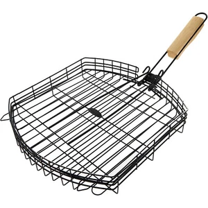 Jim Beam Black Grill Basket With Foldable Handle 31x31cm - Picture 1 of 2