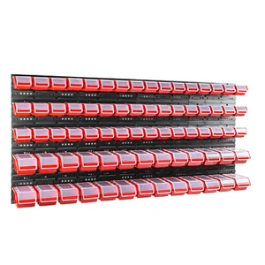 74 Stapelboxen + Deckel rot Wandregal Kunststoff 160x80 cm Box Schüttenregal - Bild 1 von 11
