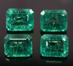 Colombian Green Emerald 33.70Ct Certified 4Pcs Natural Gemstone Matching Lot - Picture 1 of 4
