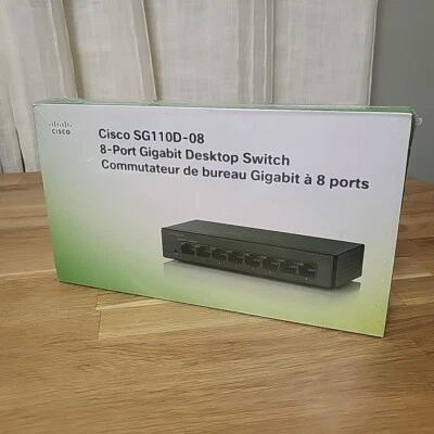 Cisco SG110D-08 8-Port Gigabit Desktop Switch Inc Adaptor and Wall Mount Kit NIB - Image 1 of 4