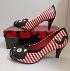 T.U.K. Ladies Shoes Kitty Antipop Heels Red White Black Uk 5