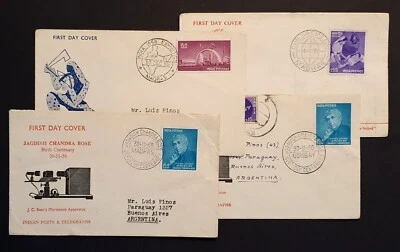 INDIA STAMPS 1958 - COLLECTION OF 4 FIRST DAY COVERS TO ARGENTINA (w) - Image 1 of 4