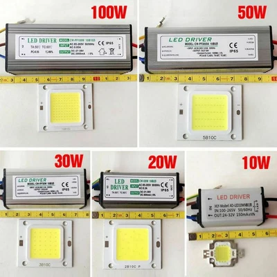 LED Chip 10W 20W 30W 50W 70W 100W LED Driver Waterproof SMD - Image 1 of 4