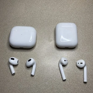 Apple AirPods (3rd Generation) and 2nd generation. Both with cases. WORKING - Zdjęcie 1 z 8