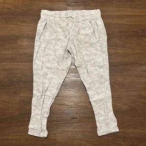 Athleta Cabo Tide Linen Jogger Pants Women’s Size 14P Petit Beige White Camo - Picture 1 of 13