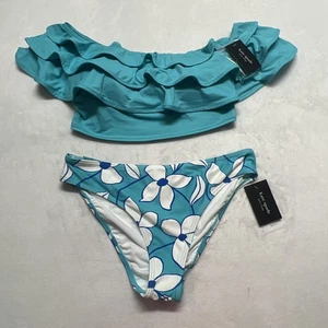 NWT Kate Spade Women's Swim Top Off-The-Shoulder Top & Floral Bottom Bikini 2 Pc - Picture 1 of 10