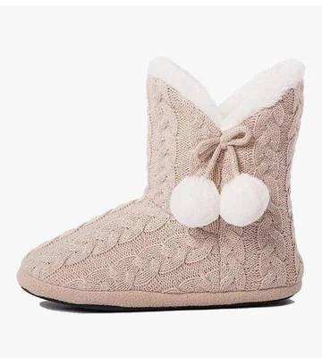 Airee Fairee Fleece Lined Slippers. Pom Pom.