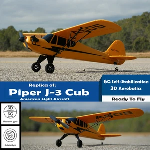 RC Airplane J3 Cub 3D 6G Gyro Control Aerobatic Trainer Flight Light Aircraft - Picture 1 of 24