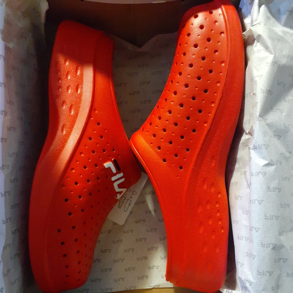 FILA bright red impel slide sandal clogs crocs size 9 men