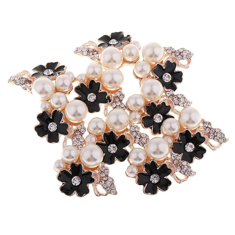10pcs pearl rhinestone flower button diamante flatback ornaments decor - Image 1 of 1