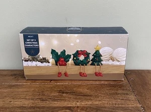 NEXT Set 3 Christmas Ornaments Dangly Legs Shelf Sitters Tree Holly Wreath BNIB - Picture 1 of 4