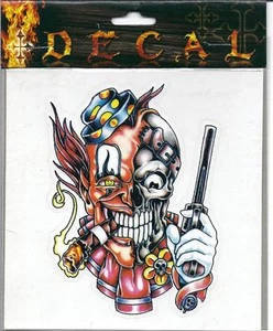DECAL STICKER "SPLIT CLOWN SKULL" "FREE SHIP" - Picture 1 of 1