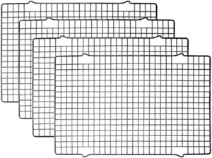 4 Pack Black Heavy-Duty Wire Cooking Rack Baking Racks, Nonstick Baking & Coolin - Picture 1 of 12