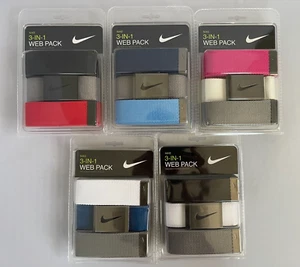 NIKE 3 IN 1 WEB PACK BELT  One size fits all up to 42" Mult Colors MAD. VIETNAM - Picture 1 of 16