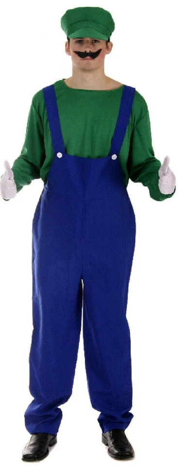 Luigi Años 80 90 Vestido Elegante Fontanero Trabajador Conjunto TV Videojuego Mario Disfraz Foto 1 de 1