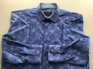 BUGATCHI EUC Herren Langarm blau weiß abstrakter Druck M - Bild 1 von 9