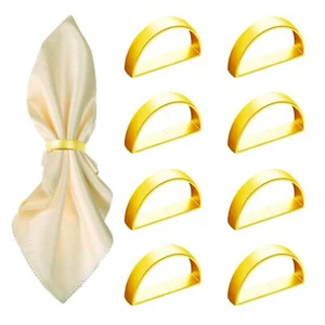 8 Pcs Gold Napkin Rings - Metal Napkin RingSemicircle Stainless Steel Napkin ... - Picture 1 of 6