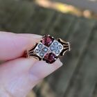 Antique Garnet & Seed Pearl Ring in Rose Gold size 7.75 Victorian