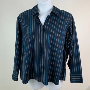 Blusa Talbots talla 22W Petite Botón Frontal Resistente a las Arrugas Elastizada Azul LS - Imagen 1 de 6