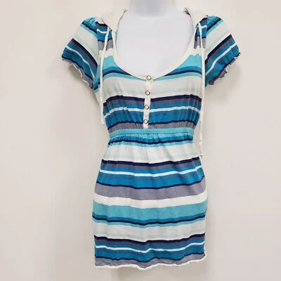 Top Babydoll vintage Maurices para mujer con capucha Y2K talla M a rayas preppy náutico Foto 1 de 4