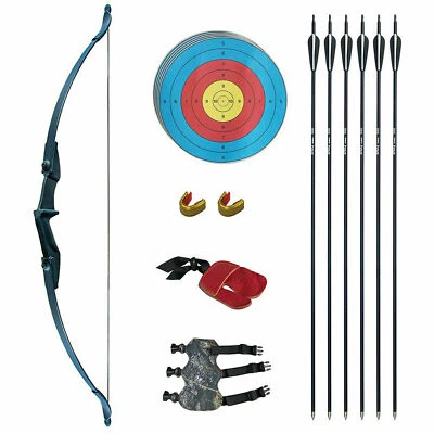 30/40lb Archery 57" Recurve Bow Beginner Teens Outdoor Prcatice Ambidextrous - Image 1 of 4