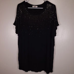 Top para mujer Julia 3XL negro estrás mezcla de algodón - Imagen 1 de 7