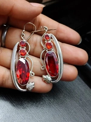 Roter Quarz Edelstein Ohrhänger 925 Sterling Silber Designer Hochzeit Schmuck - Bild 1 von 4