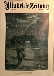 Kunstdruck XL farbig 1. WK Auf Posten in der Weihnachtsnacht O. J. Olbertz 1915 - Bild 1 von 1