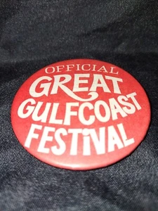 Vintage Official Red Great GulfCoast Festival Button. 2" Round Pin. - Picture 1 of 10