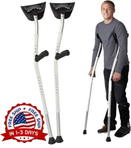 Muletas De Antebrazo Para Adultos Antideslizante Caminar Ajustables Ergonomicos - Picture 1 of 8
