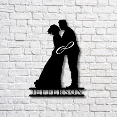 Personalized Couple infinity Metal Family Last Name Sign Home Decor Best  Gift - Image 1 of 4