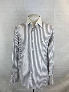 Turnbull & Asser Men's White & Red Stripe Cotton Dress Shirt 16.5 - 42 $795 - Picture 1 of 11