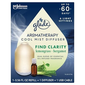 Glade Aromatherapy CHOOSE CALM Cool Mist Essential Oil Diffuser Kit w/Refill NEW - Picture 1 of 4