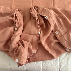 Crate & and Barrel LINEN TERRACOTTA KING DUVET - NWOT - Picture 1 of 8