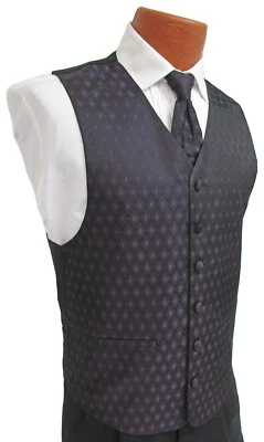 Men's Purple & Black Bill Blass Fullback Tuxedo Vest Choice of Tie Wedding Prom - Image 1 of 4