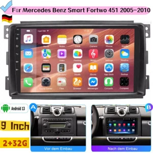 9'' Autoradio Für Mercedes Benz Smart Fortwo 451 2005-2010 GPS Navi Android 13 - Bild 1 von 14