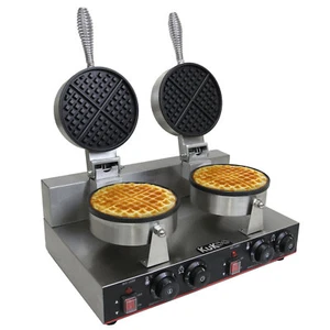 Double Waffle Maker Electric Commercial Catering Stainless Steel FREE Tongs - Picture 1 of 12