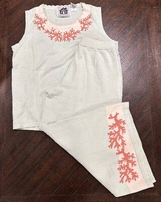 Storybook Knits Sweater Set • Exotic Coral • Mint Green • Vest (S) • Pant (XS) - Image 1 of 4